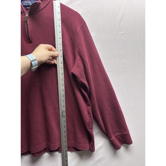 Polo Ralph Lauren Estate Rib Men’s L 1/4 Zip Maroon Pullover Sweatshirt - Picture 4 of 7